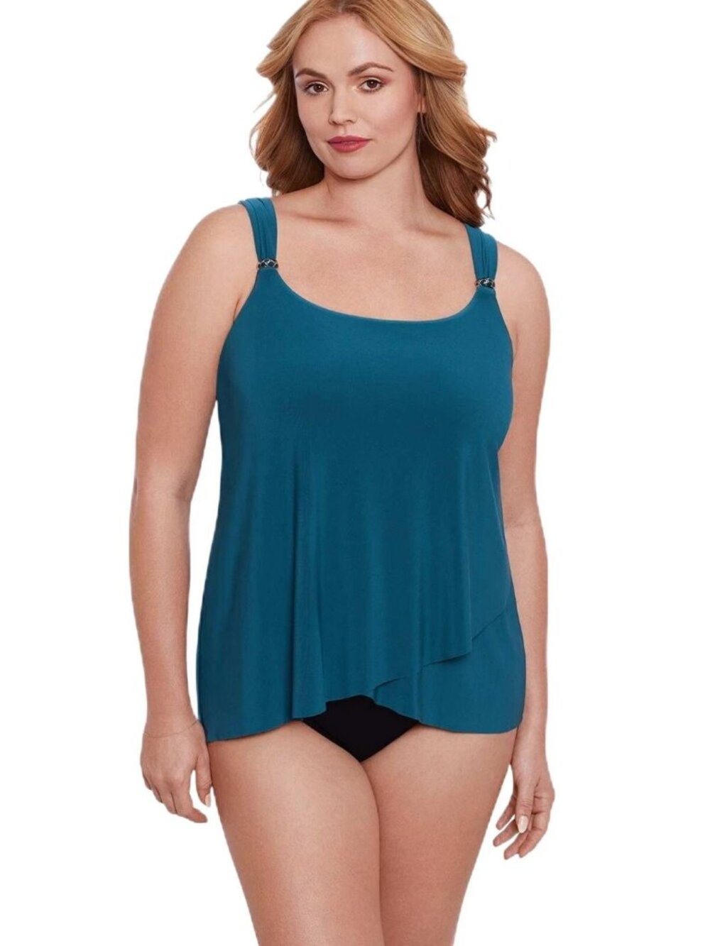 Miraclesuit Womens Plus Size Razzle Dazzle Tankini Swim Top Nova Blue Green 22W